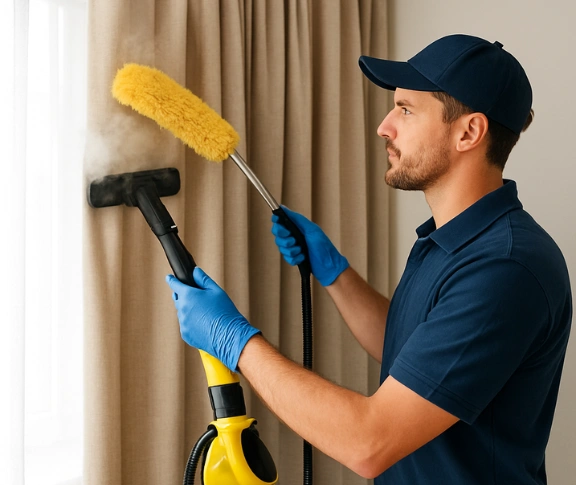 Trusted curtain steam cleaning technician Matty Curtain Cleaning bannockburn QLD